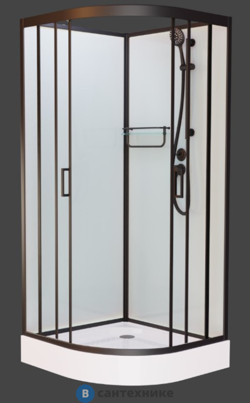 Душевая кабина Frank F409 М Black низкий поддон б/к (без крыши) матовое стекло