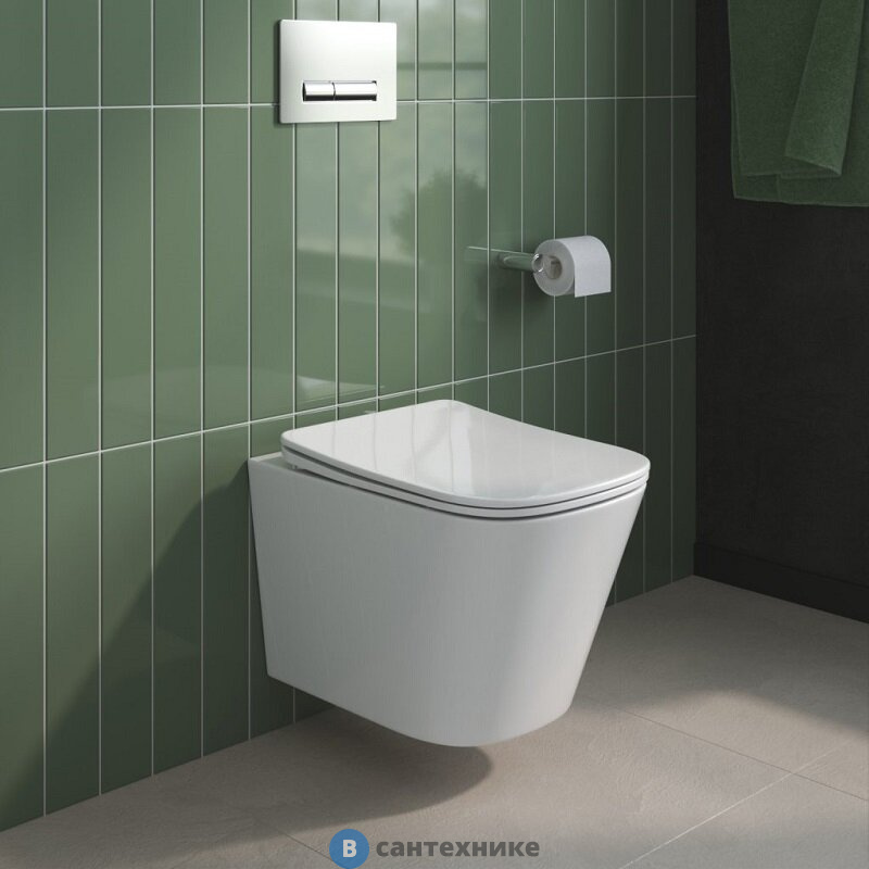 Унитаз BelBagno DUE 2.0 подвесной безободковый с сиденьем дюропласт soft close BB7107CHR/SC