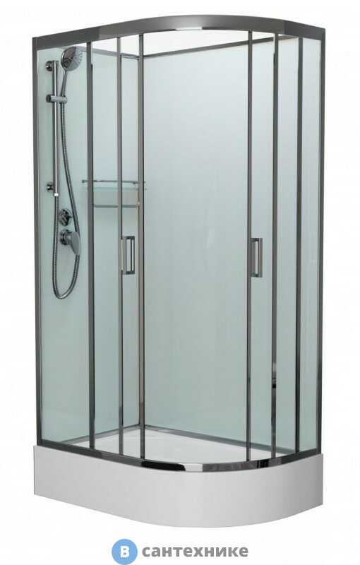 Душевая кабина Frank F412/1L М Brilliant левосторонняя средний поддон б/к (без крыши) матовое стекло