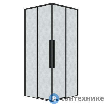 картинка Душевое ограждение Grossman Galaxy 300.K33.01.9090.21.02 (90*90*195) квадрат, раздвижн, черн. матов, стекло шиншилла, без поддона