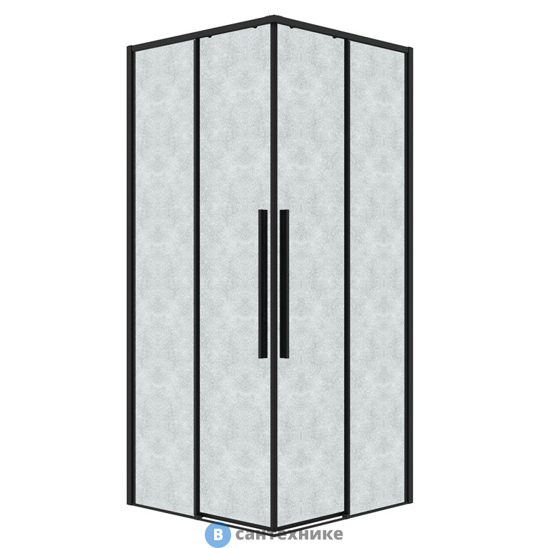 Душевое ограждение Grossman Galaxy 300.K33.01.9090.21.02 (90*90*195) квадрат, раздвижн, черн. матов, стекло шиншилла, без поддона