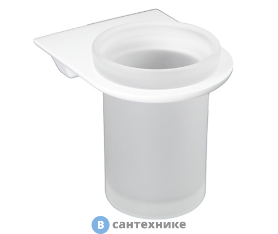 Стакан для зубных щеток WasserKRAFT Kammel K-8328 White стеклянный металл, матовое стекло, белая порошковая краска