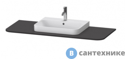 картинка Столешница Duravit Happy D.2 Plus 16x1300x550m для тумбы #HP4932, HP4942, HP4952 ,HP4962, HP4972 с вырезом под 1 раковину, цвет: graphite supermatt (HP031KM8080)