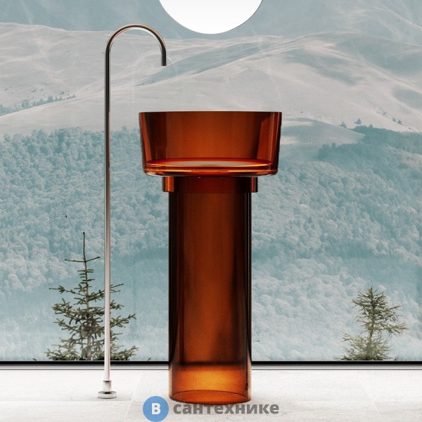 Раковина ABBER Kristall AT2702Opal-H, отдельностоящая прозрачная, коричневый