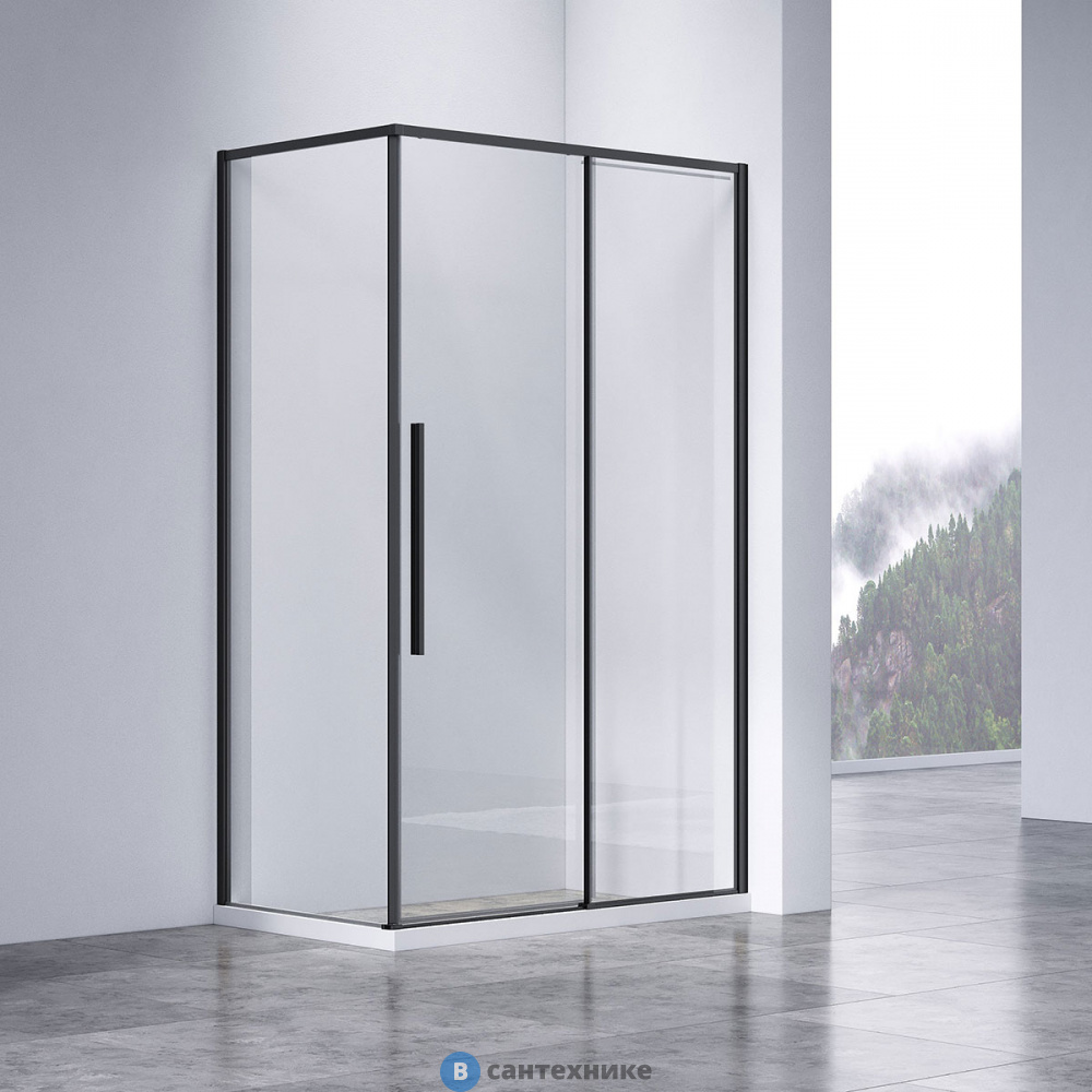 Душевой уголок Vincea Slim-N VSR-4SN8013CLB, 1300*800, черный, стекло прозрачное, без поддона