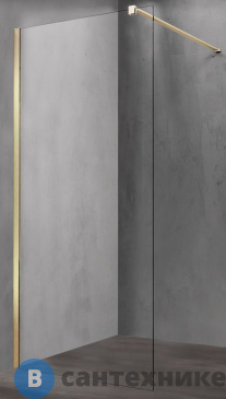 картинка Душевая перегородка Vincea Walk-In VSW-1H100CLG, 1000*2000, матовый золотой, стекло прозрачное