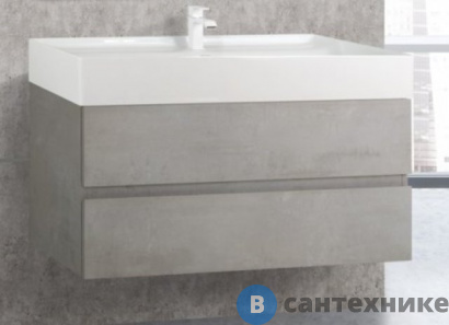 картинка Тумба под раковину Cezares MOLVENO 46 46-80-2C-SO-BET подвесная с двумя выкатными ящиками, Beton, 800x460x500