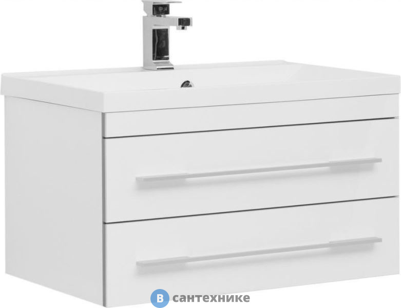 Тумба с раковиной Aquanet Верона 75 белый (подвесная 2 ящика) (287672)