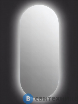 картинка Зеркало Cersanit ECLIPSE smart  50*122 с подсветкой овальное, черная рамка (64151)