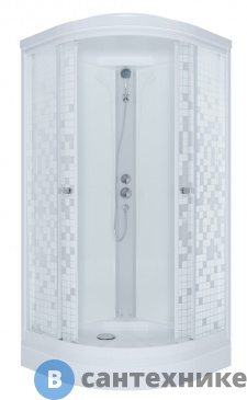 картинка Душевая кабина Тритон Стандарт 90*90 А 1/4 круга, низ. подд., Аква, Мозаика, Белый, ДН4 (DK89)