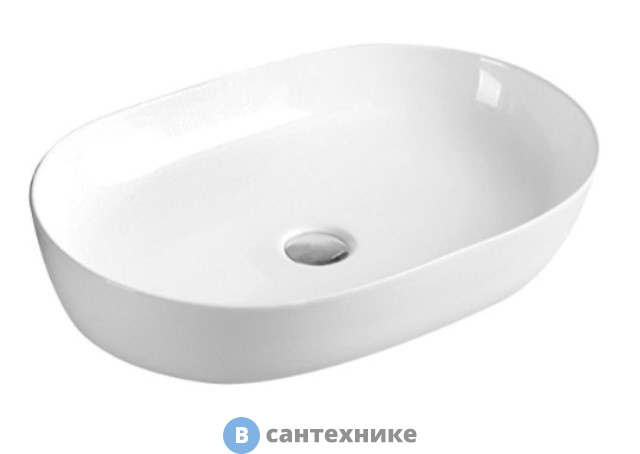 Раковина Art & MAX AM5415-W керамическая накладная белый глянец, 610x410x135 мм