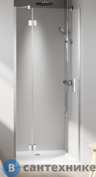 картинка Дверь в нишу Kermi LIGA c непод. сегментом LI SFL 1000x2000, глянцевое серебро+ прозрачное стекло с Kermiclean (LI SFL 10020 VPK)