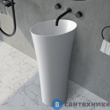 картинка Раковина ABBER Stein AS2509-H отдельностоящая белая матовая