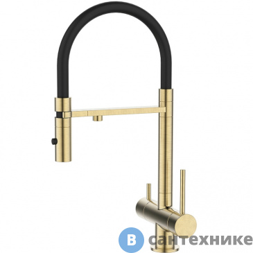 картинка Смеситель IDDIS Ace ACEMGFFi05 для кухни с фильтром и гибким изливом, матовое золото
