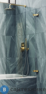 картинка Шторка для ванны поворотная на петлях MaybahGlass 1400*405 Стекло 6 мм Бесцветное (MGV-644-3)