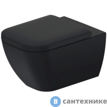 картинка Унитаз подвесной Duravit Happy D.2 2222098900 rimless 365х540мм, , с креплением, антрацит матовый, без сиденья