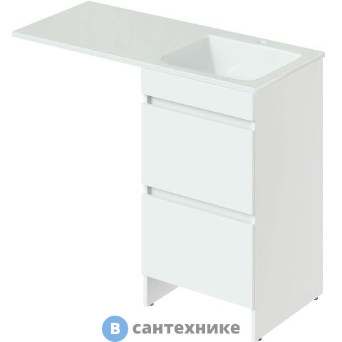 Тумба Orange Optima Op-110TUW+RAR напольная с правой раковиной, белый глянец, 48х48х87 см (ST-110TUW+RAR)