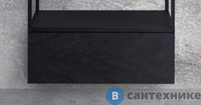 картинка Тумба под раковину Cezares CADRO-70-1C-SO-NR-BLUM под металлический каркас подвесная с одним выкатным ящиком c механизмами PUSH (BLUM) и функцией плавного закрывания, без верхней крышки Nero (70х46х25)