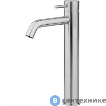 картинка Смеситель CISAL Xion однорычажный для раковины, высокий h300 мм, без доннного клапана, нержавеющая сталь (XI003544D1)