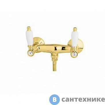 картинка Смеситель Cezares FIRST-DS-03/24-Bi для душа, золото, ручки белые