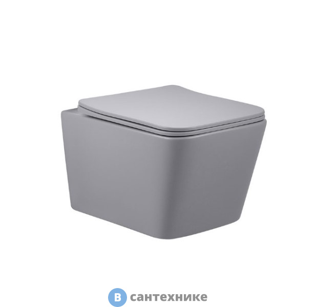 Унитаз подвесной Vincea Q-Line VT1-12MG безободковый, матовый серый, ультратонкое сиденье soft-close
