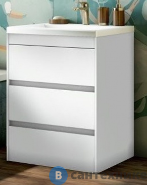 картинка Тумба под раковину Art & MAX FAMILY FAMILY-580-3C-PIA-BL напольная с тремя выкатными ящиками, Bianco Lucido, 580x470x845