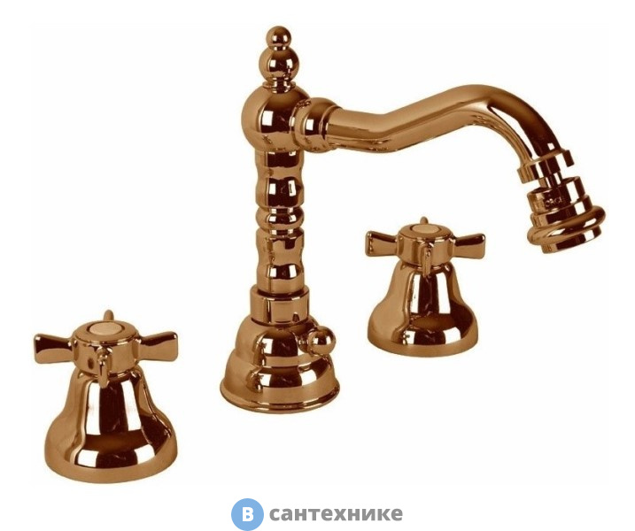 Смеситель Cezares LORD-BBS2-02 на биде на три отверстия с донным клапаном бронза, ручки бронза