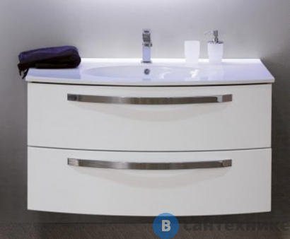 картинка Тумба под раковину Cezares COMFORT 54281 подвесная с двумя выдвижными ящиками, Bianco lucido, 100x54x55