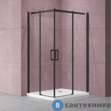 картинка Душевой уголок Vincea Dice VSS-4D900CLB, 900*900, черный, стекло прозрачное, без поддона