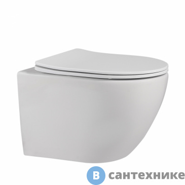 картинка Унитаз ABBER Bequem AC1100MW подвесной белый матовый, безободковый, сиденье дюропласт микролифт