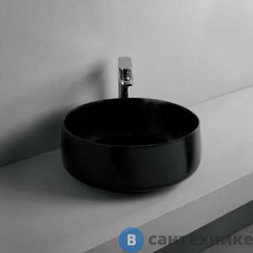 картинка Раковина ArtCeram COGNAC накладная, 35 см, без отв под смеситель, без слив-перелива, чёрный матовый (COL004 17 00)