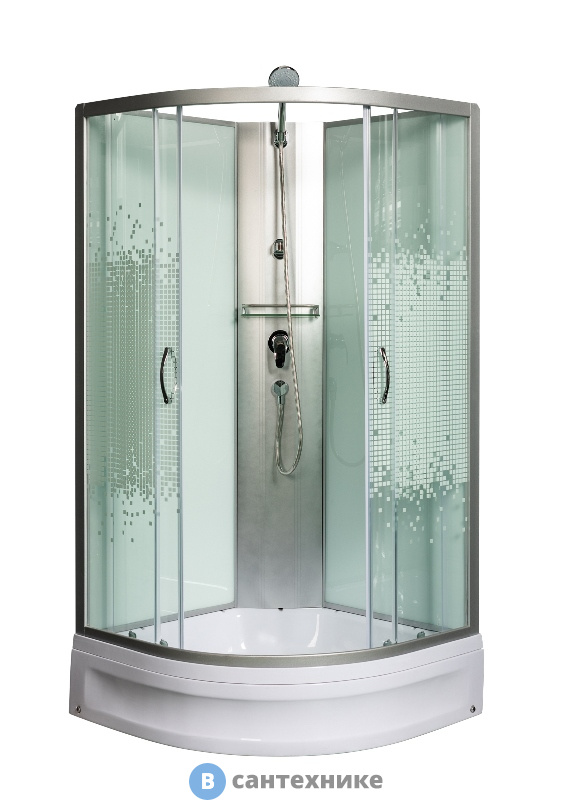 Душевая кабина МОНОМАХ Б/К 90/24 С МЗ б/крыши, 900*900*2060, полукруг (10000005771)