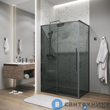 картинка Душевое ограждение Grossman Galaxy (110х100х195) раздвижная, графит сатин, стекло тонированное (120.K33.01.1110.42.10)