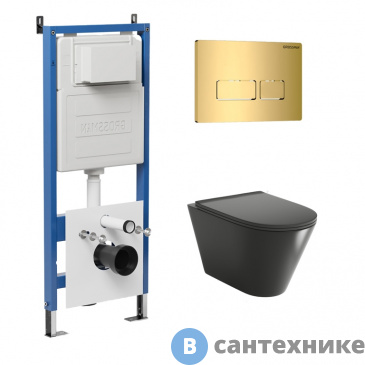 картинка Комплект 3 в 1: Grossman инсталляция 900.K31.01.000+клавиша 700.K31.03.300.300 золото глянц+унитаз GR-4477BMS