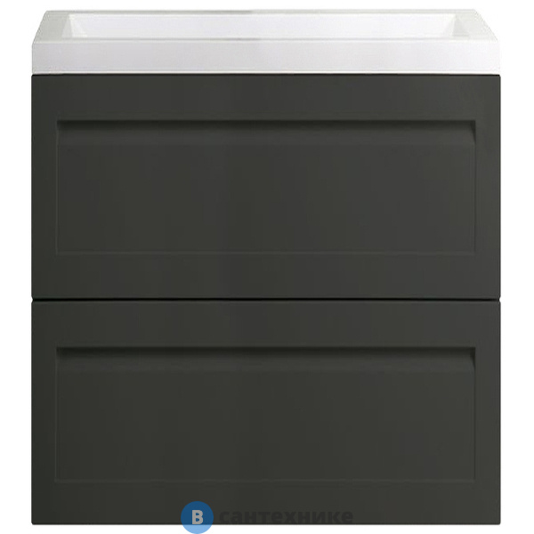 Тумба под раковину Art & MAX PLATINO AM-Platino-580-2C-SO-GM подвесная с двумя выкатными ящиками, серый матовый