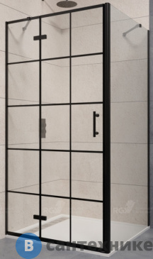 картинка Душевой уголок RGW PA-77B L (PA-07B L + Z-050-2B) чёрный/Прозрачное(Принт)/6 мм 120* 90*195 (41087729-084L), без поддона