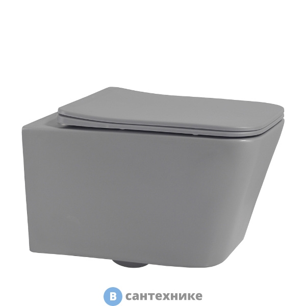 Унитаз подвесной ABBER Rechteck AC1201MG серый матовый, безободковый, сиденье микролифт