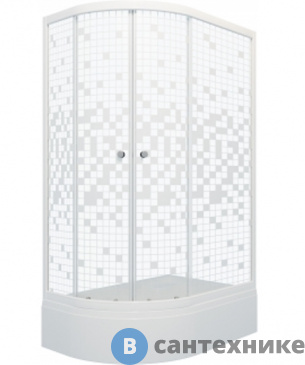 картинка Душевой уголок Тритон Коралл 120*80 В прав., 1/4 круга, сред. подд., белый, мозаика (DK238)