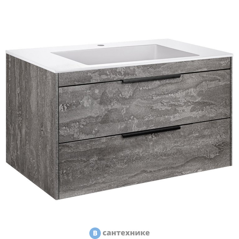 Тумба под раковину Vincea Chiara 2D 800 подвесная, 2 выкатных ящика soft-close, G.Stone (VMC-2C2800GS)