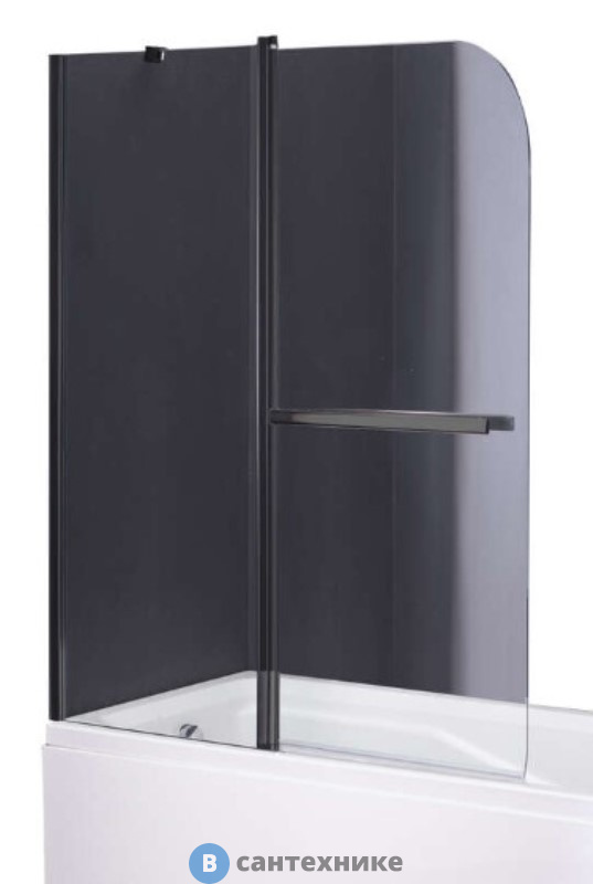 Шторка на ванну Taliente TA-1214CB прозр. стекло 6 мм, чёрный профиль 120*140 см
