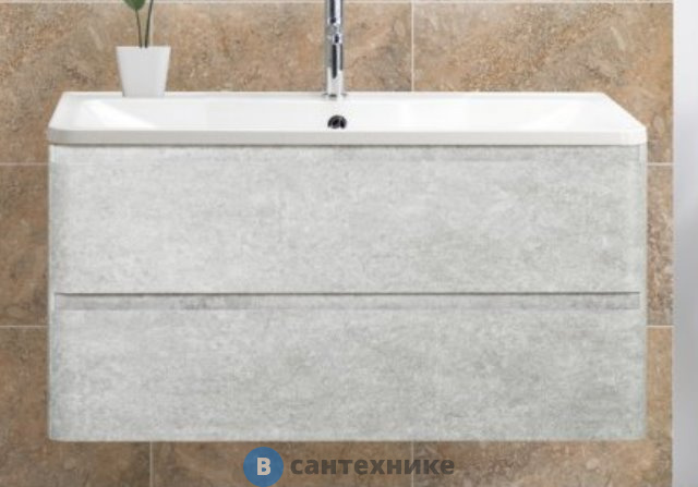 Тумба под раковину BelBagno 90 см ALBANO-900-2C-SO-CVG подвесная с двумя выкатными ящиками, Cemento Verona Grigio