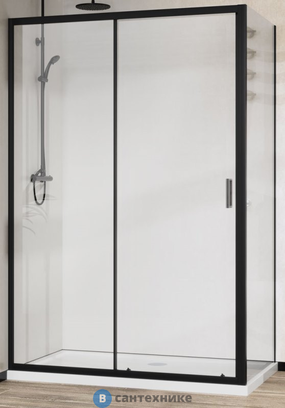 Душевой уголок Vincea City VSR-5CT9012CLB, 1200*900, черный, стекло прозрачное, без поддона