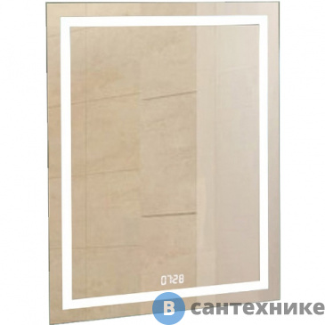 картинка Зеркало Континент Verte Led 500х700 с часами, датчиком движения (ЗЛП477)