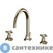 Смеситель Gattoni TRD для раковины на 3 отверстия, ручки Paris, с донным клапаном, золото (TR097/18D0)