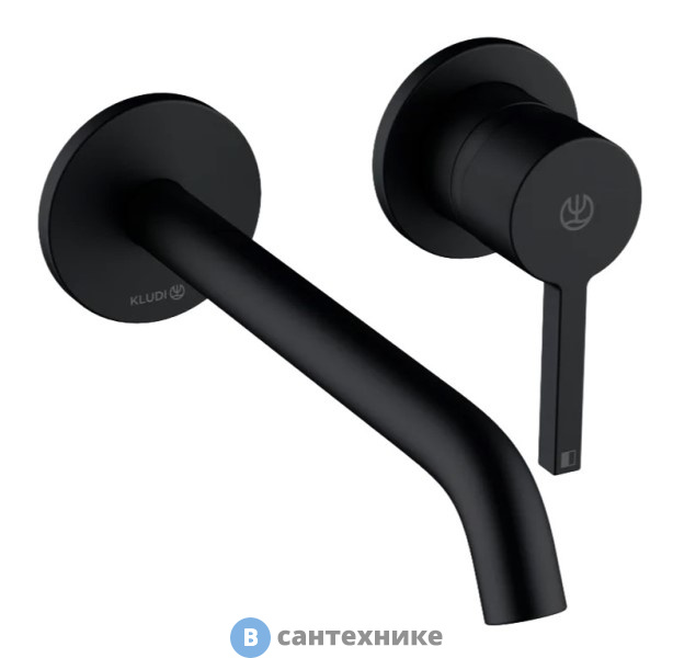 Смеситель Kludi 202453915 NOVA FONTE Pura однорычажный для раковины, внешняя часть, излив 230 мм,чёрный мат
