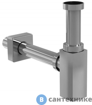 картинка Сифон AlcaPLAST для умывальника DN32 DESIGN цельнометаллический, квадратный (A401)