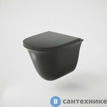 картинка Унитаз Grossman GR-4412BMS подвесной, чёрный матовый, безободковый с тонкой крышкой
