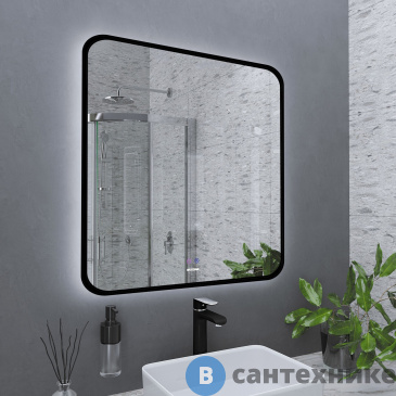 картинка Зеркало Grossman ELEGANS-норма BLACK (800*800*45) LED с сенсорным выключателем и подогревом (1780802)