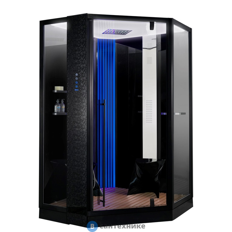 Душевая кабина Orans SR-89106S Black, Long door handle (1300x1300x2200)