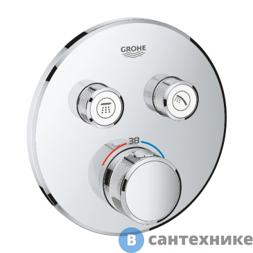картинка Термостат Grohe 29119000 GRT SmCtrl THM ван/душ, кр.роз, 2 кн., без внутренней части